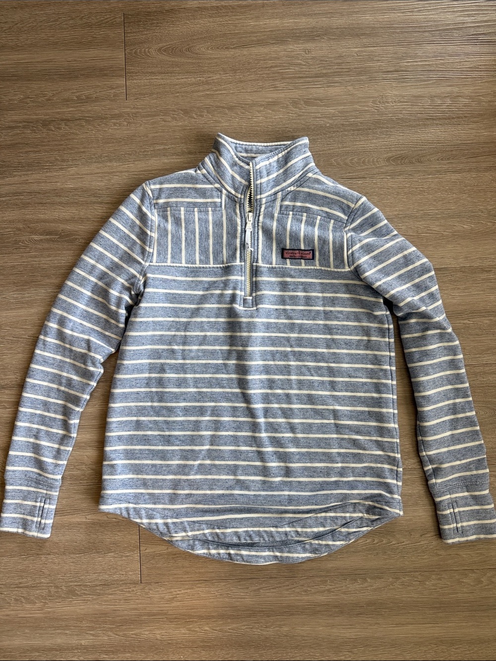 Vineyard vines Striped Quarter-Zip Pullover - Light Blue & White